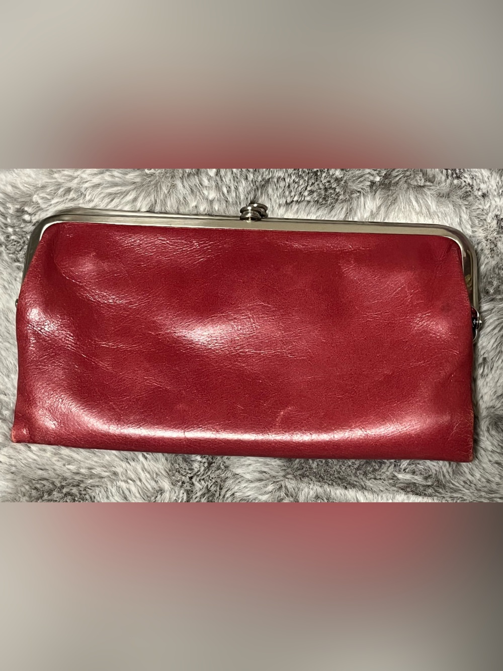 HOBO International Lauren Double Frame Clutch Wallet in Red Leather